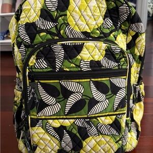Vibrant Quilted Backpack with Leaf Pattern